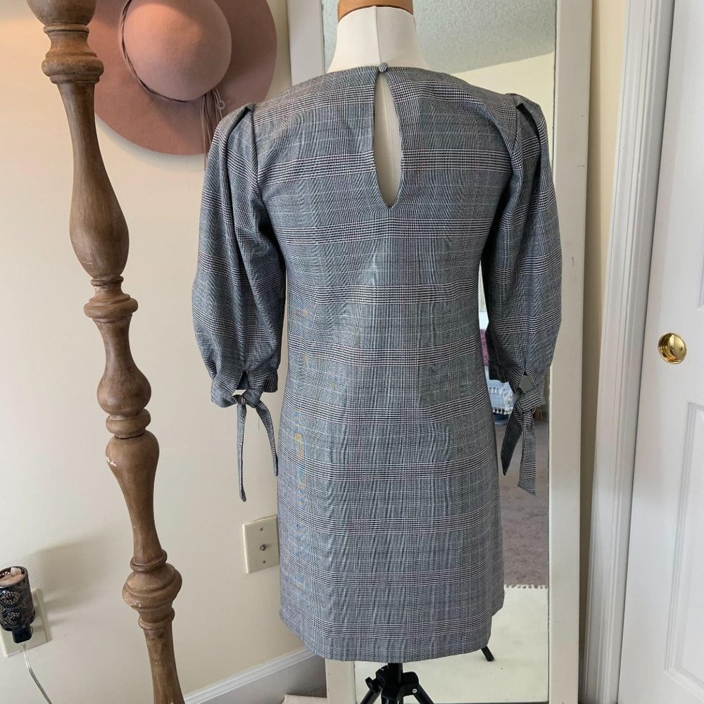 H&M Plaid Gingham Picnic Mini Dress Balloon Sleeve - Picture 10 of 10
